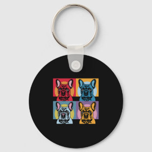 Farbenfrohe französische Bulldog-Pop Art Design fü Schlüsselanhänger