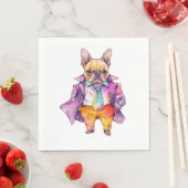 Farbenfrohe französische Bulldogge. Frenchie Serviette (Beispiel)