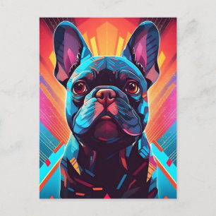 Farbenfrohe französische Bulldogie Art Postkarte