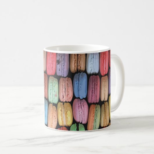 Farbenfrohe französische Macaron-Muster Kaffeetasse (VorderseiteRechts)