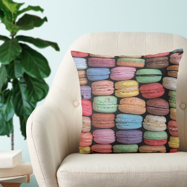 Farbenfrohe französische Macaron-Muster Kissen (Cute Trendy Colorful French Macaron Cookie Throw Pillow)