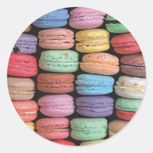 Farbenfrohe französische Macaron-Muster Runder Aufkleber