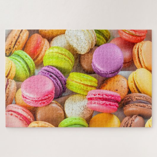Farbenfrohe französische Macarons Geschmacksvolle  Puzzle (Horizontal)