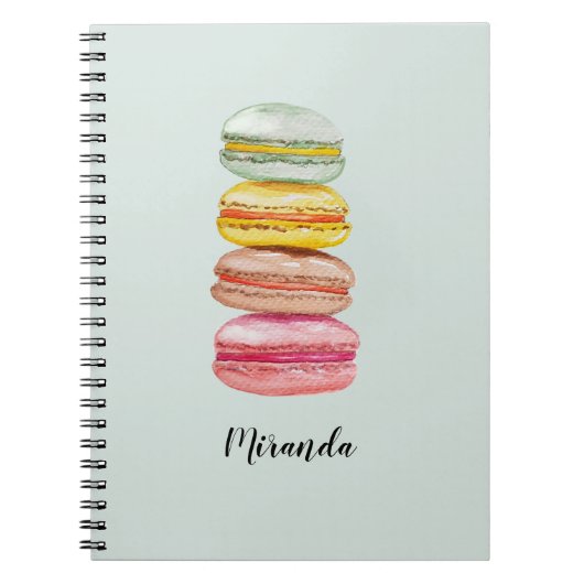 Farbenfrohe französische Macarons Wasserfarbe Hand Notizblock (Vorderseite)