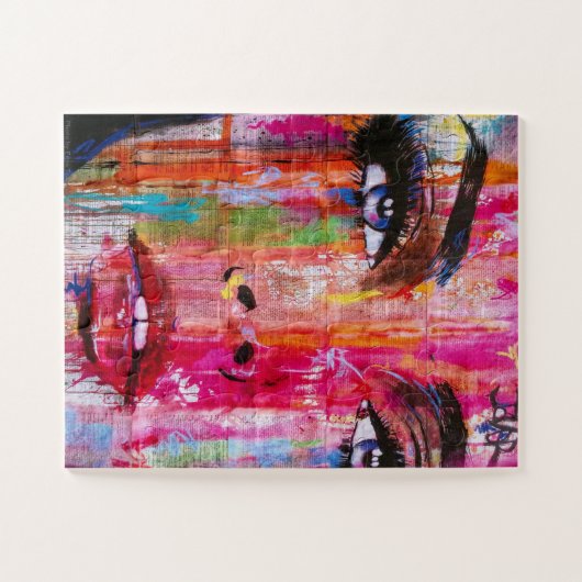 Farbenfrohe Frau im Gesicht Graffiti Art Puzzle (Horizontal)