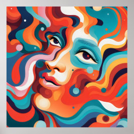 Farbenfrohe Frau Lebendige Spirale der Emotionen Poster
