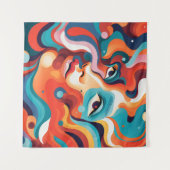 Farbenfrohe Frau Lebendige Spirale der Emotionen Wandteppich (Vorderseite (Horizontal))