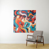 Farbenfrohe Frau Lebendige Spirale der Emotionen Wandteppich (Beispiel (Horizontal))