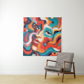 Farbenfrohe Frau Lebendige Spirale der Emotionen Wandteppich (Beispiel)