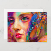 Farbenfrohe Frau Postkarte (Vorne/Hinten)
