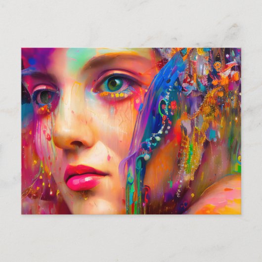 Farbenfrohe Frau Postkarte (Vorderseite)