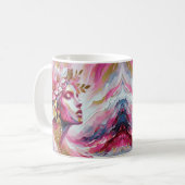 Farbenfrohe Frau rosa Gold Blätter Kaffee Tee Tass Kaffeetasse (Vorderseite Links)