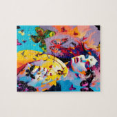 Farbenfrohe Frau und Schmetterlinge Puzzle (Horizontal)