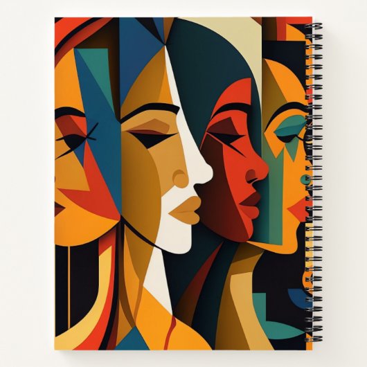 Farbenfrohe Frauen Faces Notizblock (Rückseite)