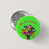 Farbenfrohe Freesia Floral Bouquet Button (Vorne & Hinten)