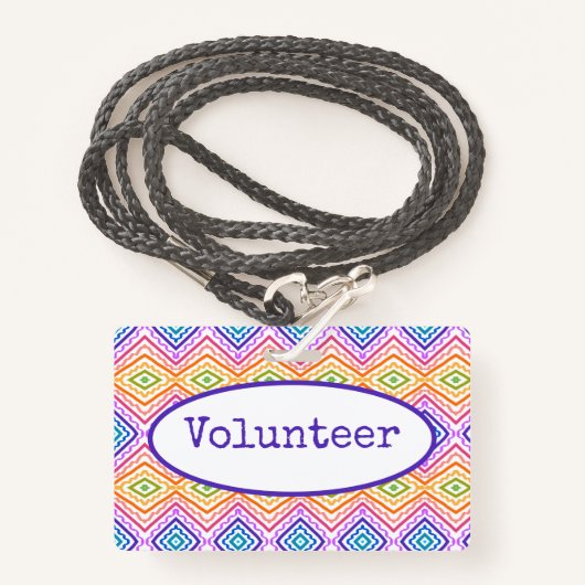 Farbenfrohe Freiwillige Ausweis (Vorderseite mit Schlüsselband)