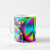 farbenfrohe FRIEDE Kaffeetasse (Vorderseite Links)