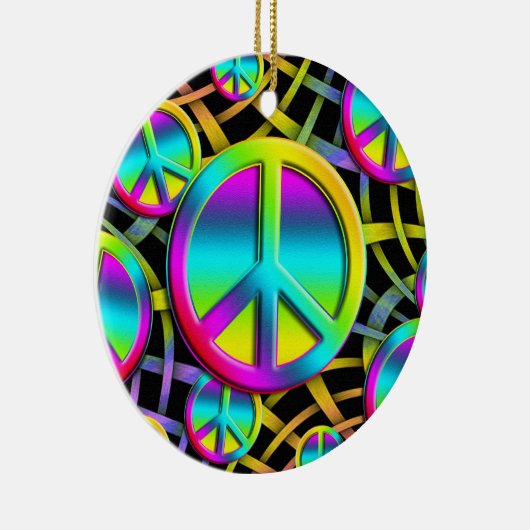 farbenfrohe FRIEDE Keramik Ornament (Rechts)