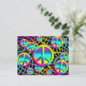 farbenfrohe FRIEDE Postkarte (Stehend Vorderseite)