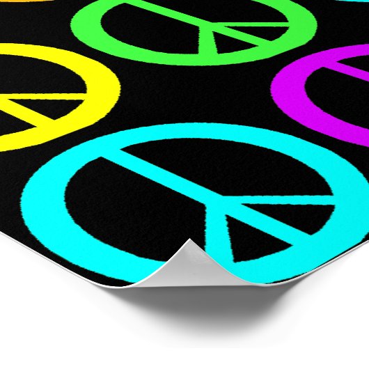 Farbenfrohe FRIEDEN mit Friedenszeichen Poster (Ecke)