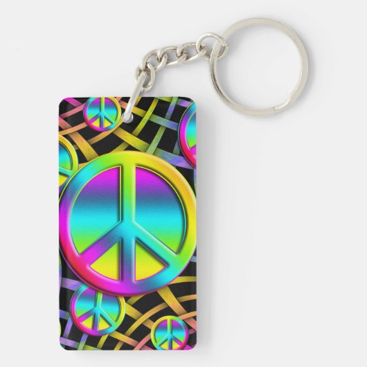 Farbenfrohe FRIEDEN Schlüsselanhänger (Rückseite)