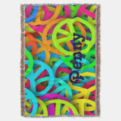 Farbenfrohe Friedensschilder Design Throw Blanket Decke (Vorderseite Vertikal)