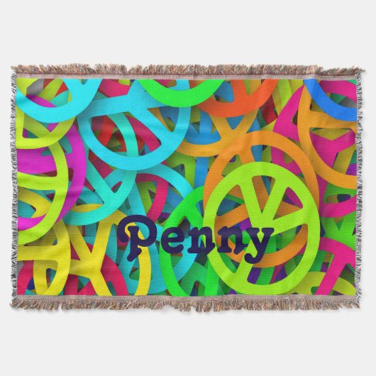 Farbenfrohe Friedensschilder Design Throw Blanket Decke (Vorderseite)