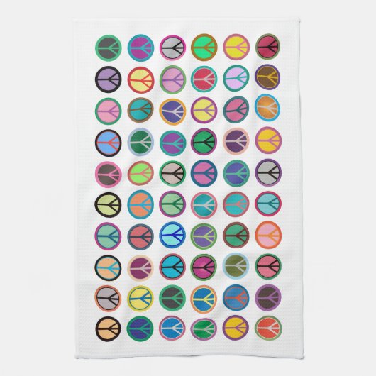 Farbenfrohe Friedenssymbole Geschirrtuch (Vertikal)