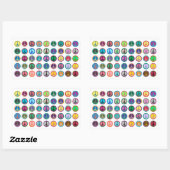 Farbenfrohe Friedenssymbole Rechteckiger Aufkleber (Blatt)