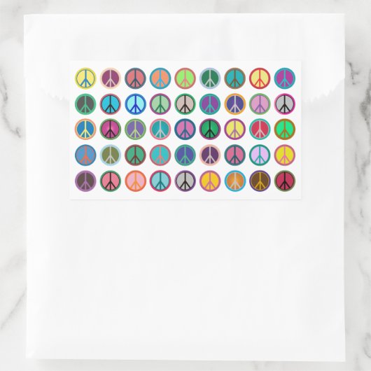 Farbenfrohe Friedenssymbole Rechteckiger Aufkleber (Tasche)