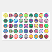 Farbenfrohe Friedenssymbole Rechteckiger Aufkleber (Vorderseite)