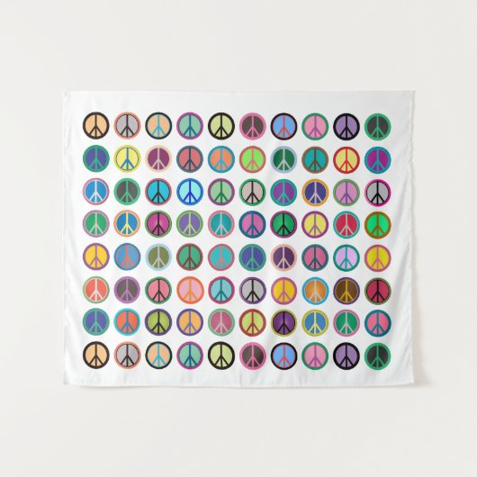 Farbenfrohe Friedenssymbole Wandteppich (Vorderseite (Horizontal))
