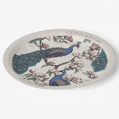 Farbenfrohe Friedenstruppen Elfenbein Pappteller (Schrägansicht)