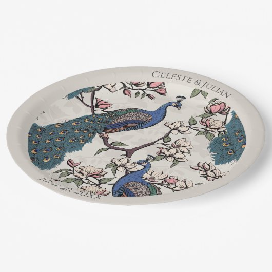 Farbenfrohe Friedenstruppen Elfenbein Pappteller (Schrägansicht)