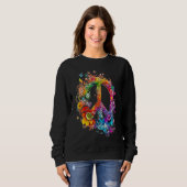Farbenfrohe Friedenszeichen Blume Friedenstaubenwe Sweatshirt (Vorne ganz)