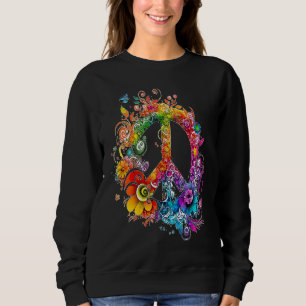 Farbenfrohe Friedenszeichen Blume Friedenstaubenwe Sweatshirt