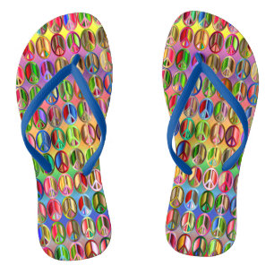 Farbenfrohe Friedenszeichen Flip Flops Badesandalen