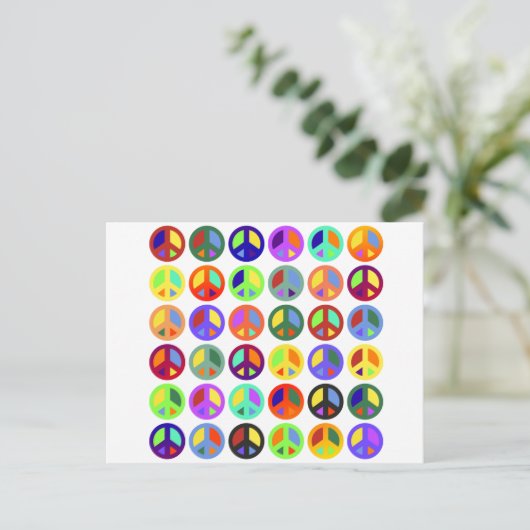 Farbenfrohe Friedenszeichen Postkarte (Stehend Vorderseite)