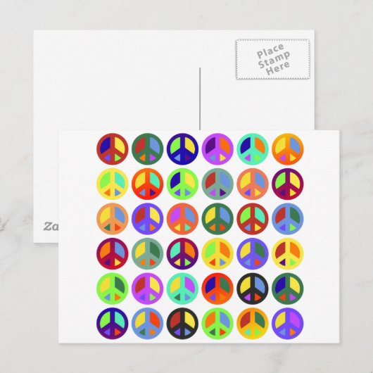 Farbenfrohe Friedenszeichen Postkarte (Vorne/Hinten)