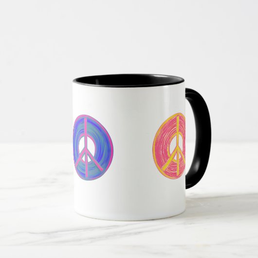 Farbenfrohe Friedenszeichen Tasse (VorderseiteRechts)