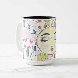 Farbenfrohe, friedliche Sonne - Zwei-Tone-Tasse Zweifarbige Tasse