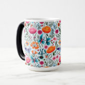 Farbenfrohe, frische Blume Nahtlose Blumenbilder Verwandlungstasse (Vorderseite Links)