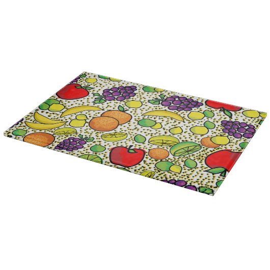 Farbenfrohe frische Früchte Küchen Schneidebrett (Ecke)