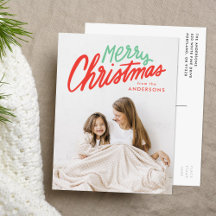 Farbenfrohe Frohe Weihnachten Rot und Grün 2 Foto