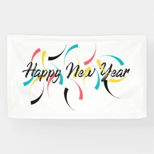 Farbenfrohe, fröhliche Gestaltung von "Happy New  Banner