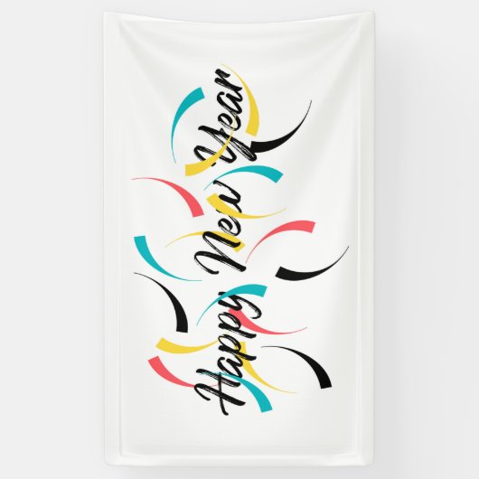 Farbenfrohe, fröhliche Gestaltung von "Happy New Y Banner (Vertikal)