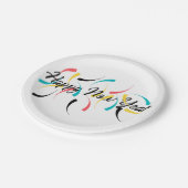 Farbenfrohe, fröhliche Gestaltung von "Happy New Y Pappteller (Schrägansicht)