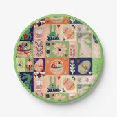 Farbenfrohe, fröhliche rosa grüne Sonne Pappteller (Vorderseite)