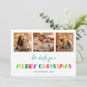 Farbenfrohe, fröhliche Weihnachten Drei Fotos (Stehend Vorderseite)