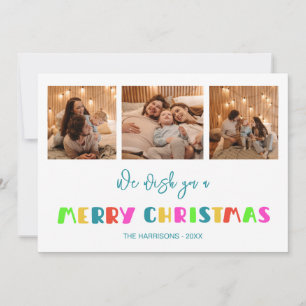 Farbenfrohe, fröhliche Weihnachten Drei Fotos